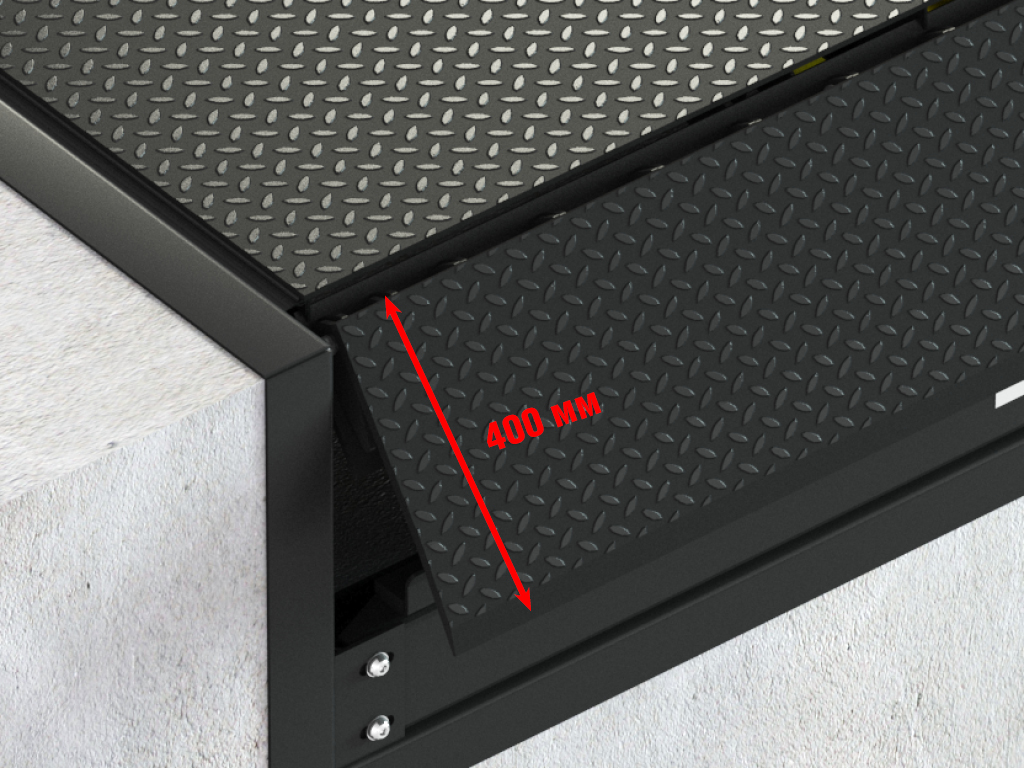 Стандартная аппарель 400 мм.  <br>Фаска 35 мм. Целиковая, без сегментов, прямоугольной формы для использования с парком автомобилей одинаковой ширины.